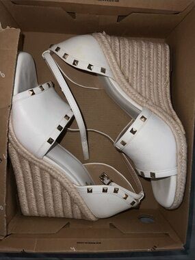 Mix No. 6 White Studded Espadrille Wedge Sandals